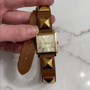 Vince Camuto Leather and Gold wrap watch